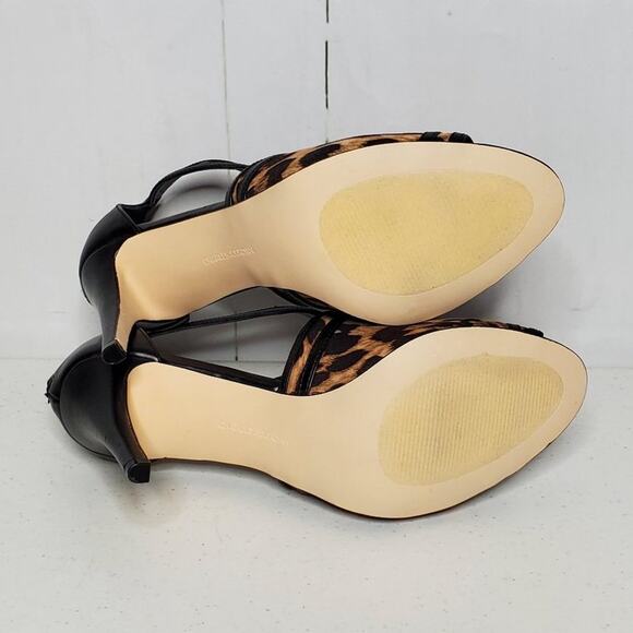 Charles Jourdan Paris Amy Leopard Print Peep Toe Sandals 9.5 - Picture 8 of 10